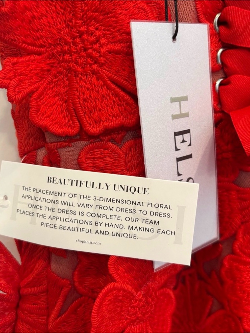 Anthropologie Helsi Cecilia Red Strapless Lace-Up Floral Appliqu Dress. Nwt — image 6 of 8